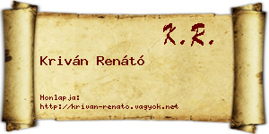 Kriván Renátó névjegykártya